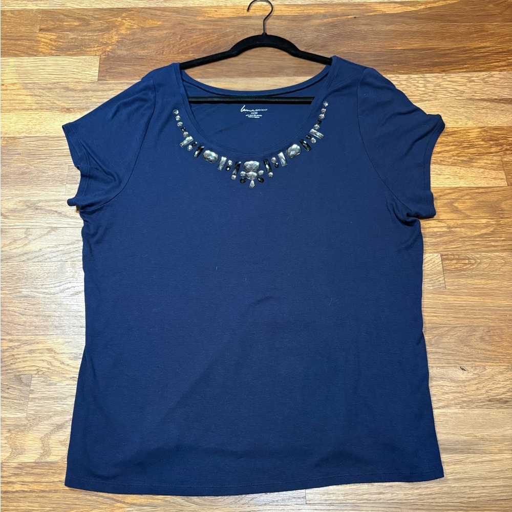 LANE BRYANT navy short sleeve shirt